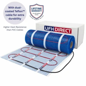 electric underfloor heating mat dual teflon coated cables ptfe with lifetime warranty 4